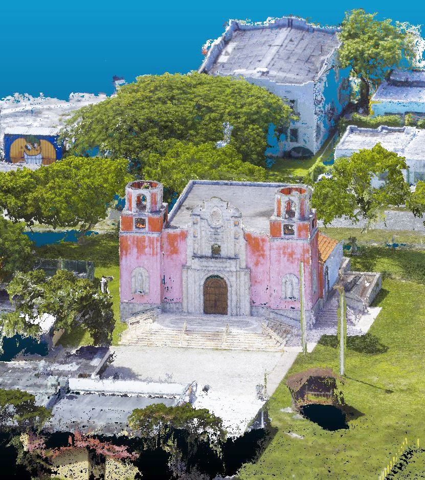 La Nuestra Senora del la Merced Chapel at Corpus Christi Catholic Church, Allapattah, Miami, Florida, exterior pointcloud captured using LiDAR