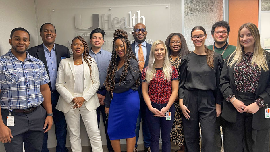 The Translational Sleep and Circadian Science team, from left, Malik Ellington, Director Girardin Jean-Louis, Judite Blanc, Jesse Moore, Arlener D. Turner, co-founder Azizi Seixas, Kaitlin Hahn, Tocarra Ware, Bernadete Rudovic, Bruno Oliveira, and Ana Gabriela Sanchez Alfonso.