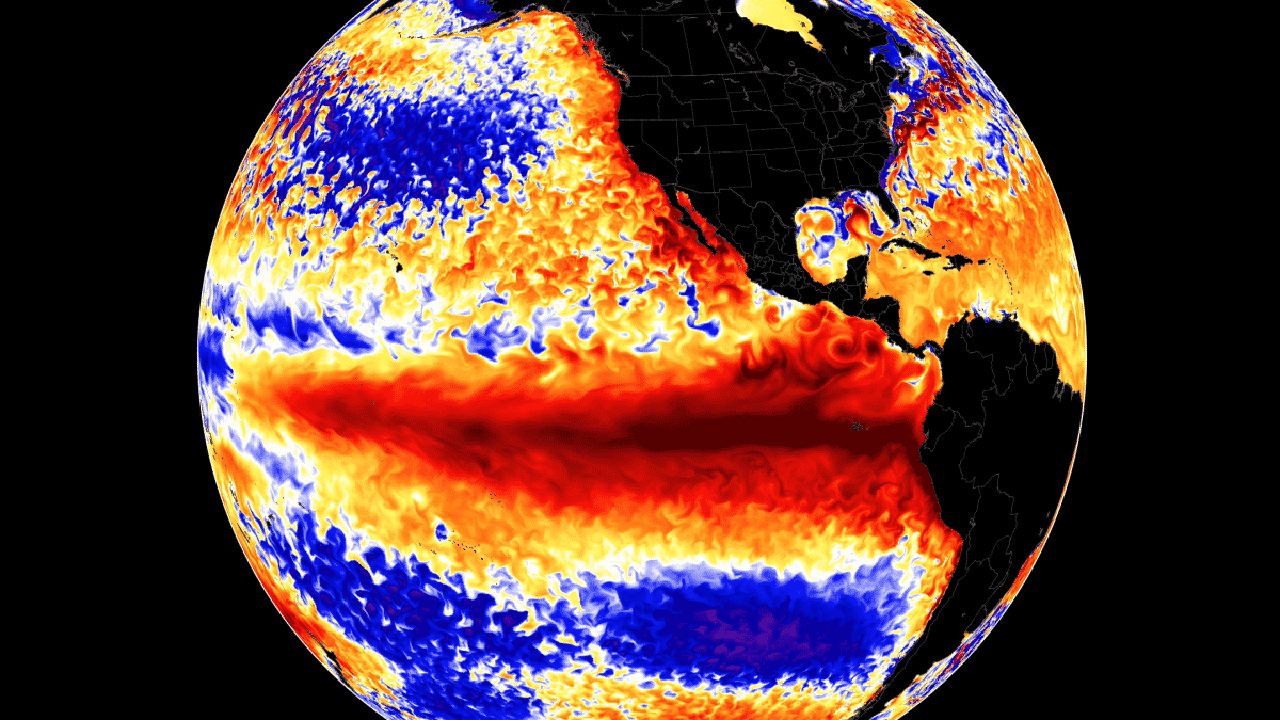 Global heat map showing El Niño