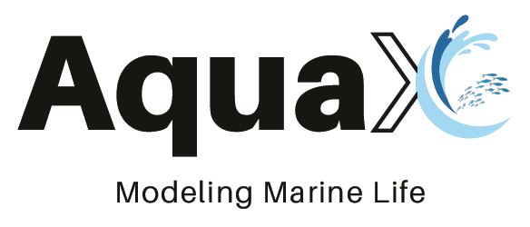 AquaX logo with tagline "Modeling Marine Life"