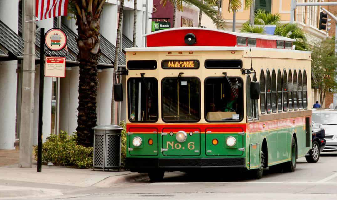 Coral Gables free Trolley service vehicle